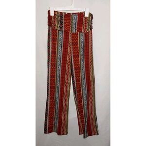 Winwin Palazzo Pants Womens L XL Chevron Western Pattern Wide Leg High Rise Boho